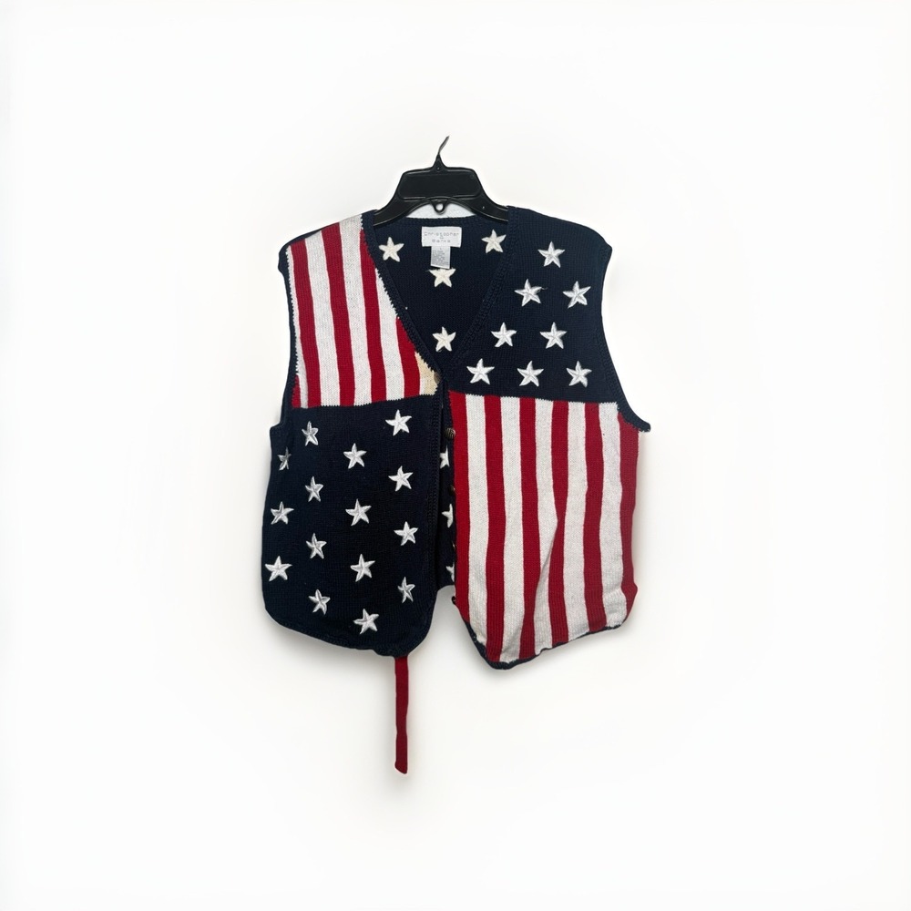 Christopher and Banks USA Vintage Hand Embroidered Grandma Sweater-Vest Size L